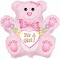 CTI It's a Girl Bear Shape-A-Loon 32" Foil Balloon