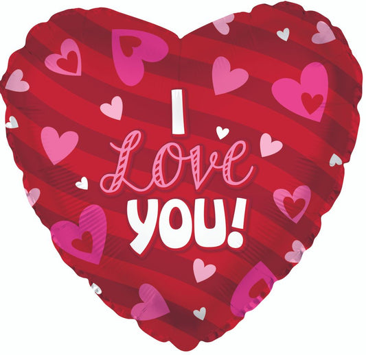 CTI I Love You Stripes 17" Foil Balloon