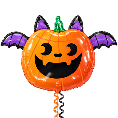 Halloween Pumpkin Bat 26" Foil Balloon – Air or Helium