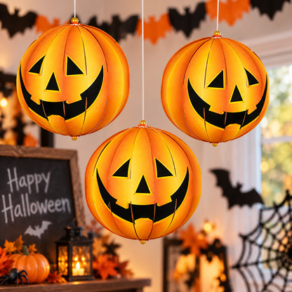 Halloween 3D Hanging Pumpkin Decorations – Pack of 3
