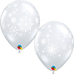 Qualatex Contemporary Snowflakes Diamond Clear 11" Latex Balloons 25Pc/Bag
