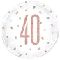 Rose Gold Confetti Age 40 Round Mylar 18-inch Balloon
