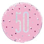 Pink Confetti Age 50 Round Mylar 18-inch Balloon