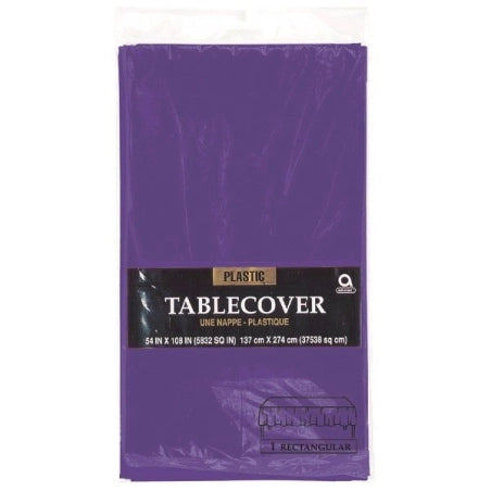 Rectangle Plastic Table Cover 54" x 108" | Purple