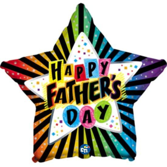 CTI Happy Father's Day Rainbow Star 17" Foil Balloon