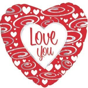 CTI Love You Silver Swirls 17" Foil Balloon