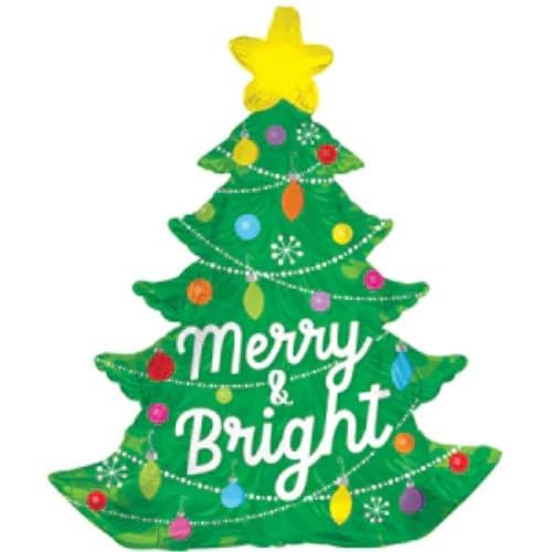 CTI Merry & Bright Christmas Tree 35" Foil Balloon