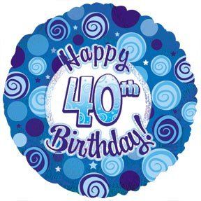 CTI Happy 40th Birthday Blue Dazzle 17" Foil Balloon