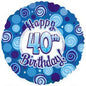 CTI Happy 40th Birthday Blue Dazzle 17" Foil Balloon