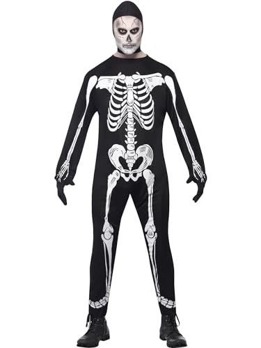 Smiffys Skeleton Costume, Black with Jumpsuit, Hood & Gloves size: M - Size 38"-40"