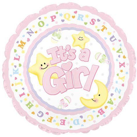 CTI It's a Girl Moon and Stars 17" Foil Balloon