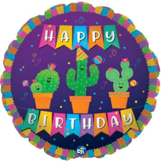 CTI Birthday Banner Cactus 17" Foil Balloon