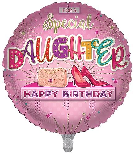 special daughter happy birthday pink round shape balloon and background beautiful star decoration