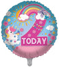 2nd today with blue round shape balloon with included big 2 number with included beautiful rainbow.