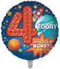 4th birthday bash blue round shape balloon with included big 4 number with included star design