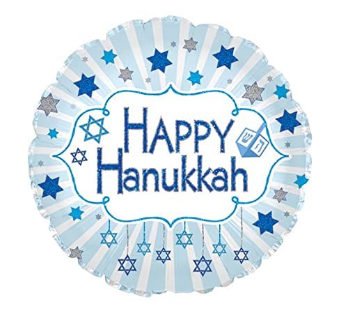 CTI Happy Hanukkah Blue Glitter 17" Foil Balloon