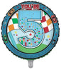 5th sky blue round shape balloon with included big 5 number with dotted design