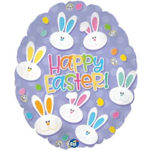 CTI Easter Bunny Faces Egg Shape 20" Foil Balloon