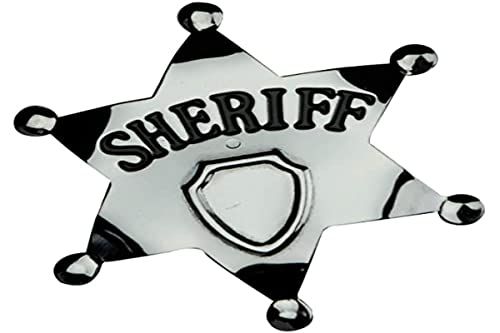 Smiffys Sheriff Star Badge, Silver Metal, 65mm, Cowboys and Indians Fancy Dress, Adult Dress Up Accessories