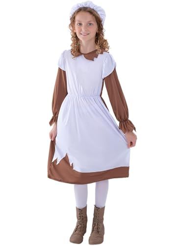 Smiffys Childrens Poor Victorian Costume White & Brown 7-9 Years