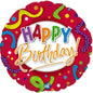 CTI Happy Birthday Stripes and Dots 17" Foil Balloon