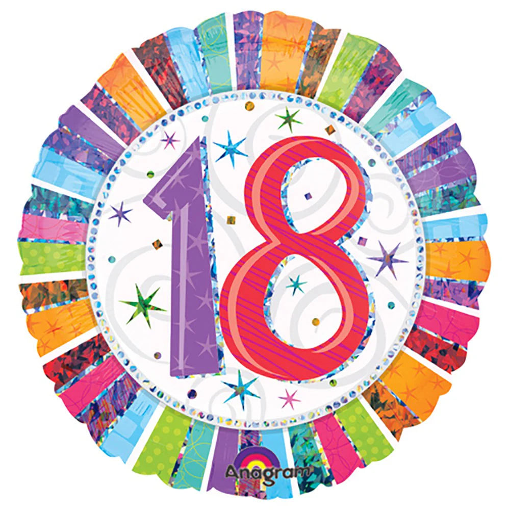 18th Birthday Radiant Colour Blast 18-inch Foil Balloon