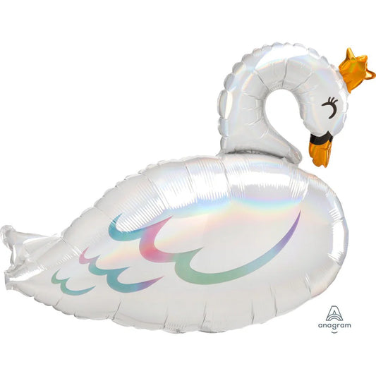 Iridescent 29-inch Swan Foil Balloon