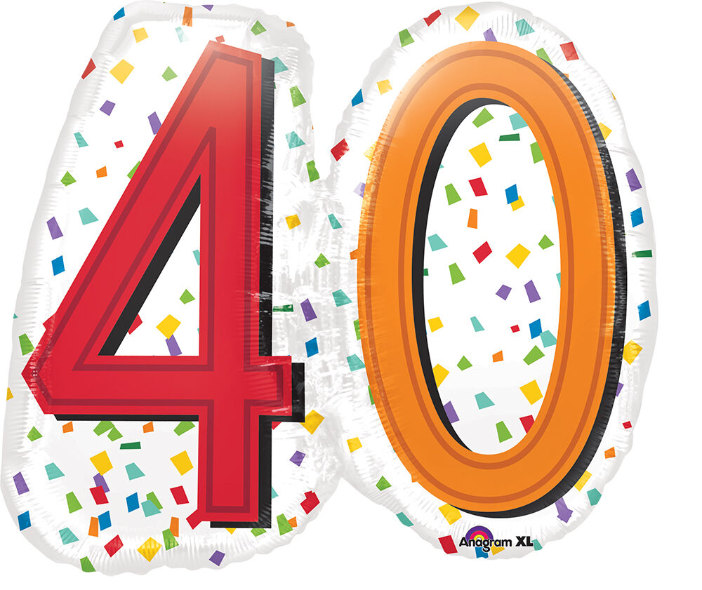 40th Birthday Foil Balloon 25"  Anagram XL Colourful Number 40 Double Sided Happy Birthday Party Decoration