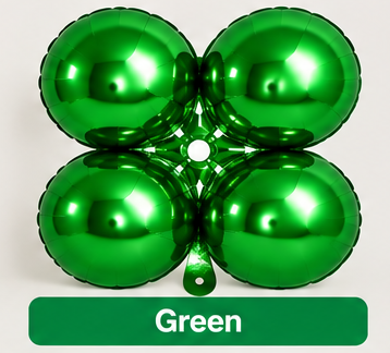 12" Clover Foil Balloons – Easy Magic Arch Air Fill Decorations - Pack of 4