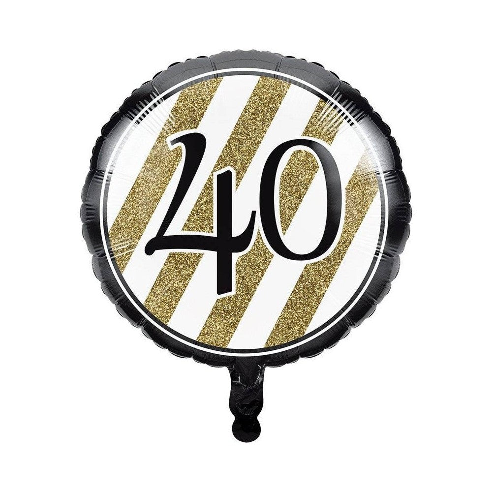 40th Glitter Gold 18-inch Foil Balloon