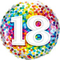 18th Birthday Balloon Rainbow Confetti 18-Inch Foil Balloon
