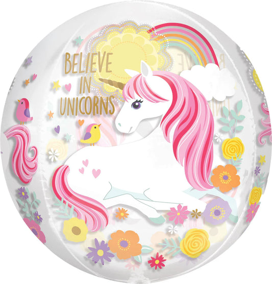 Magical Unicorns Round Orbz XL 15" / 38cm Balloon