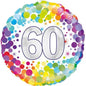 60th Colourful Confetti Birthday 18-Inch Foil Balloon