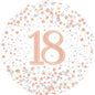 Happy 18th Sparkling Fizz Birthday White & Rose Gold 18-inch Holographic