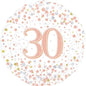 Happy 30th Sparkling Fizz Birthday White & Rose Gold 18-inch Holographic