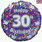 30th Birthday Streamers 18-Inch Holographic Foil Balloon