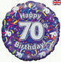 70th Birthday Streamers 18-Inch Holographic Foil Balloon