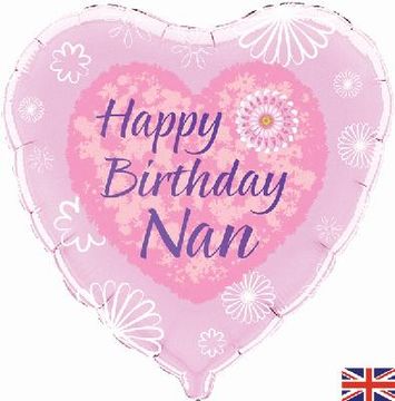 Happy Birthday Nan Baby Pink Holographic 18" Balloon