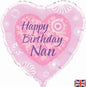Happy Birthday Nan Baby Pink Holographic 18" Balloon