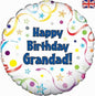 Happy Birthday Grandad White Holographic 18" Balloon