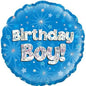 Birthday Boy Blue Holographic 18" Balloon
