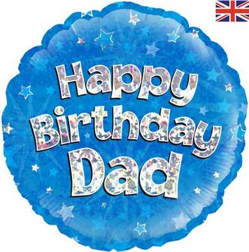 Happy Birthday Dad Blue Holographic 18" Balloon