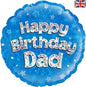 Happy Birthday Dad Blue Holographic 18" Balloon