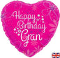 Happy Birthday Gran Fuchsia Pink Holographic 18" Balloon