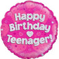Happy Birthday Teenager Pink Holographic 18" Balloon