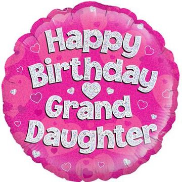 Happy Birthday Grand Daughter Pink Holographic 18" Balloon