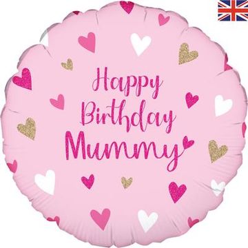 Happy Birthday Mummy Light Pink Holographic 18" Balloon