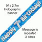 Blue Holographic Happy 7th Birthday Banner – 2.7m (9ft)