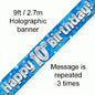 Blue Holographic Happy 10th Birthday Banner – 2.7m (9ft)