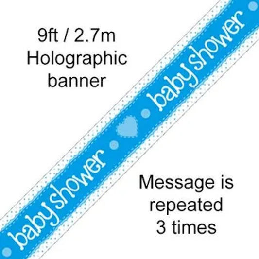 Baby Shower Holographic Blue Banner – 2.7m (9ft)